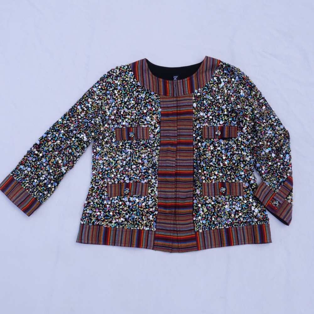 Fun modern Berek candy sprinkle sequined boxy blazer